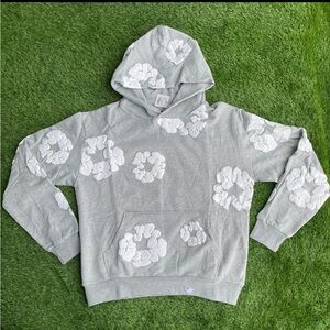 Denim Tears Grey Cotton Wreath Hoodie Size (M)